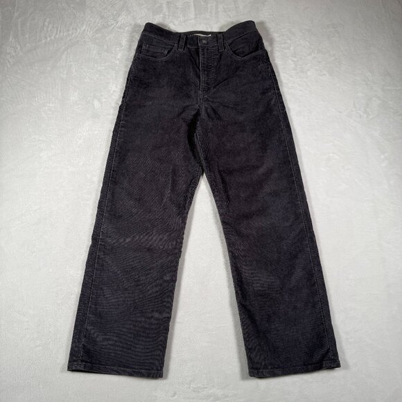 Levis Ribcage Straight Ankle Pants Women Size 27 Gray Corduroy High Rise 28x26 - Picture 1 of 16